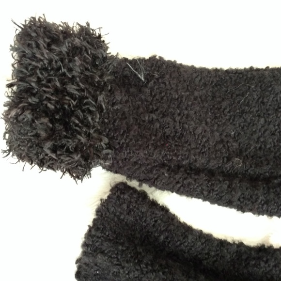 Fun Black Sweater with Eyelash Neck and Cuffs - Picture 3 of 4